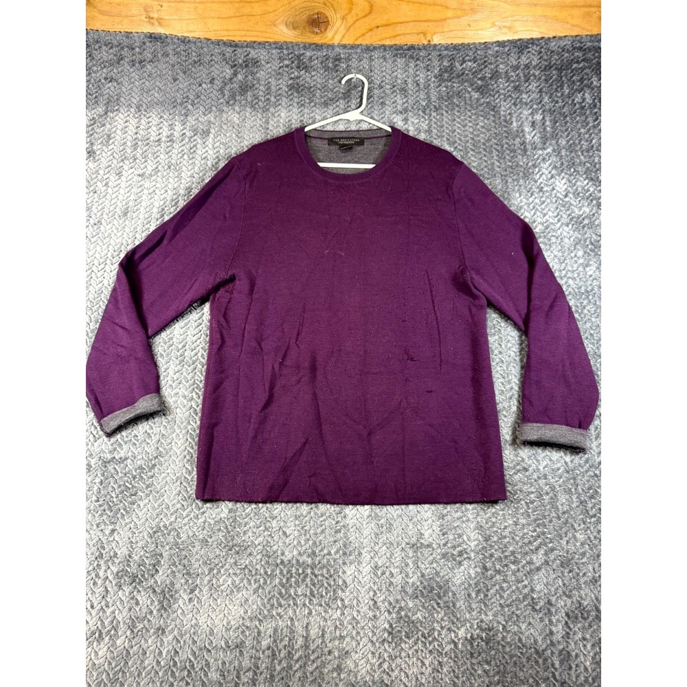 The Men's Store Bloomingdale's Sweater Large Purple Stretch Chunky knit Crewneck